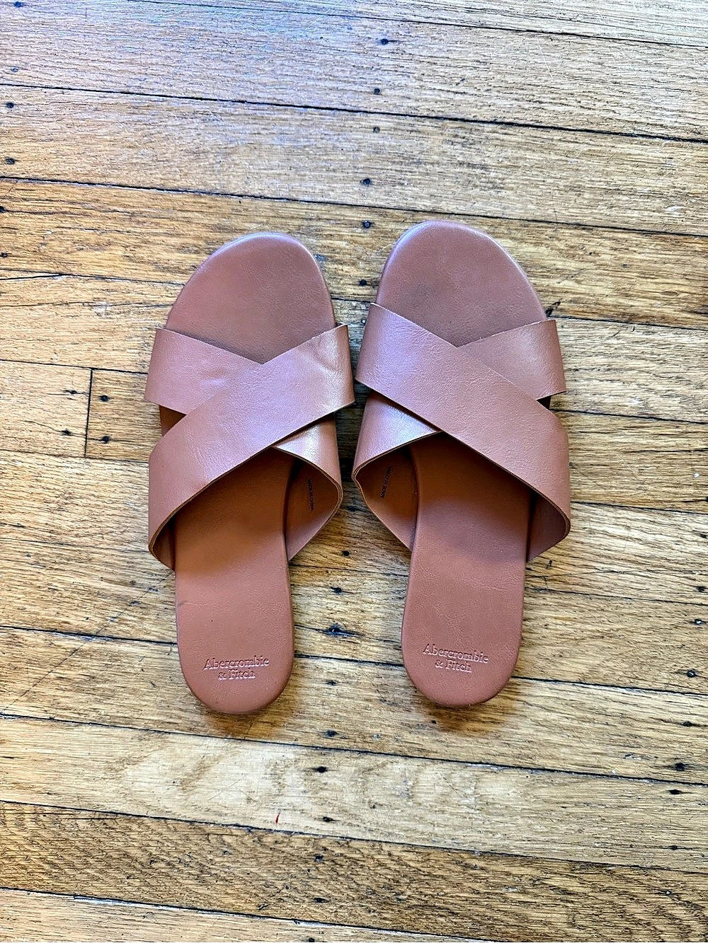 Abercrombie & Fitch Criss Cross Slide Sandals Brown